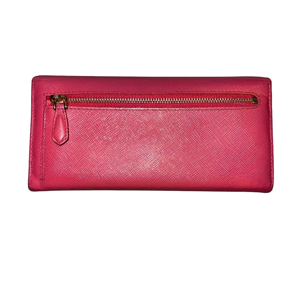 Prada Saffiano Lux Bow Flap Leather Wallet - Peonia Pink - Picture 4 of 16